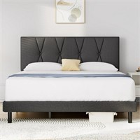 E1674 Platform Bed With Fabric Headboard Queen