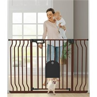 E1077  Extra Wide Metal Baby Safe Gate Brown