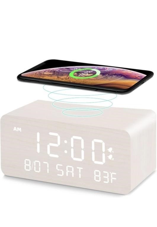 Digital alarm clock wireless charging