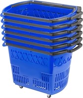 B8152  Mophorn Blue Shopping Baskets Wheels 6PCS