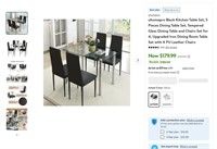 N3606  Uhomepro Dining Table Set 5 Pieces Glass