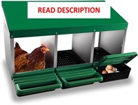 $80  3-Hole Chicken Nesting Box  Metal  Green