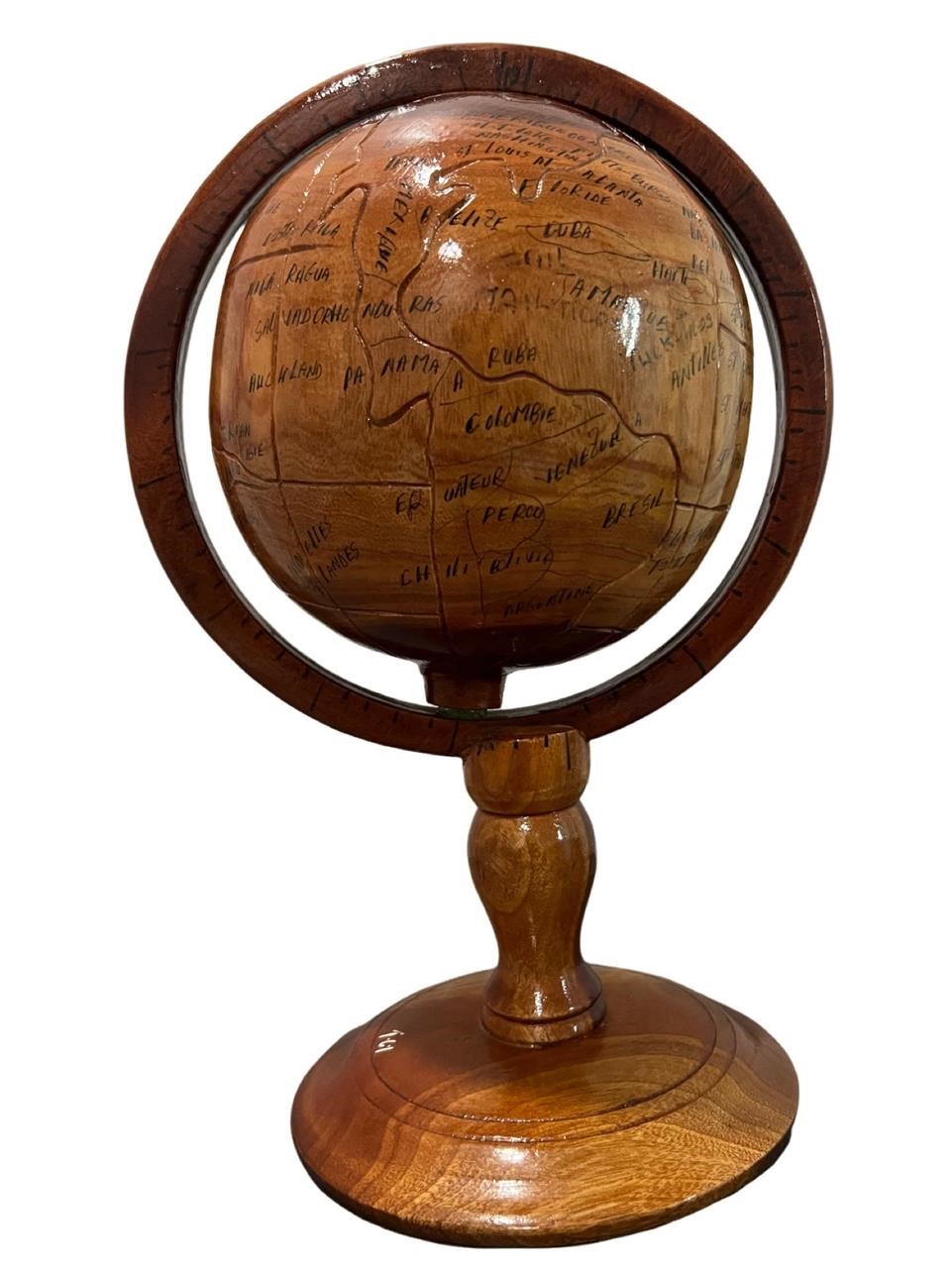 Authentic Haitian Hand Carved Spinning Globe