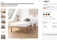 N7654 Natural Pine Solid Wood Platform Bed King