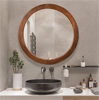 B7344 Round Wood Mirror 24 Inch Circle Mirror