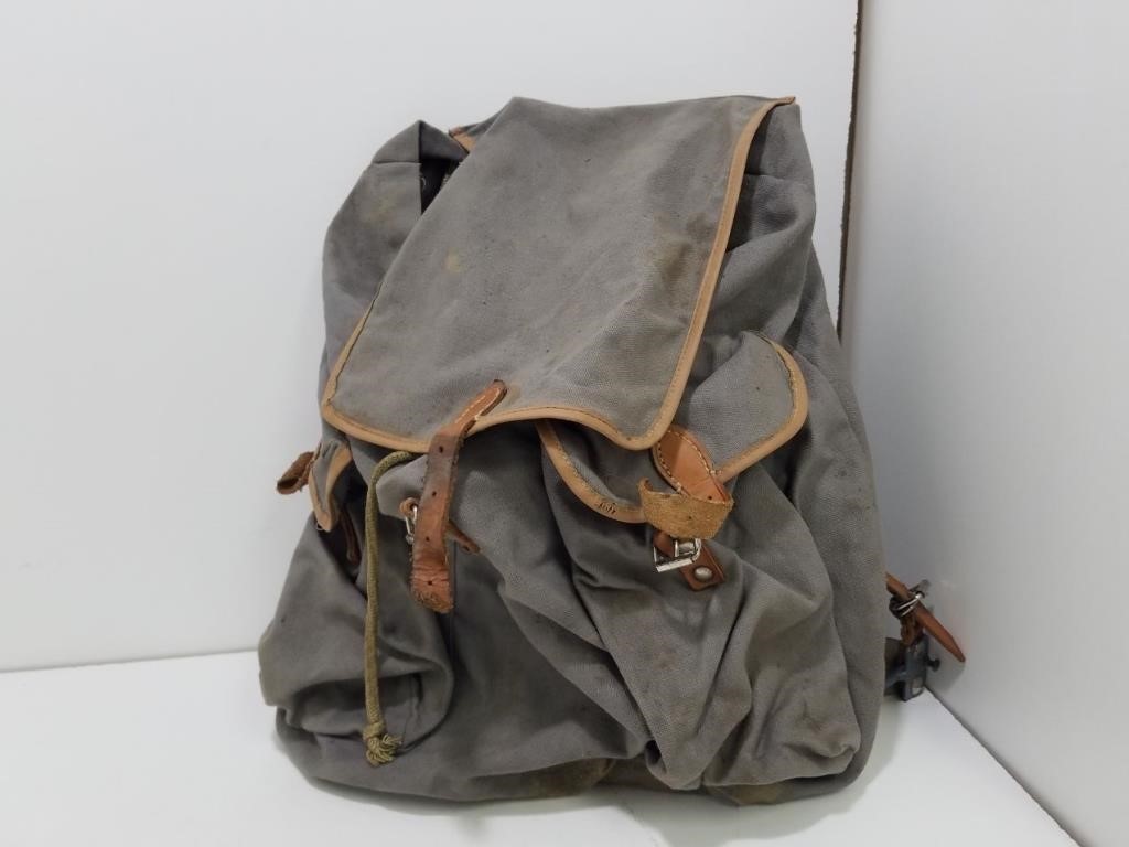 Vintage Gray Military Rucksack H176