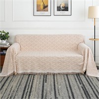 $39  XXL Geometric Sofa Slipcover  91x134  Khaki