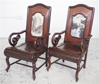 Pair of Chinese rosewood armchairs