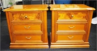 Pair of  three drawer bedside chest