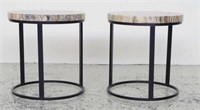 Pair of marble top lamp tables