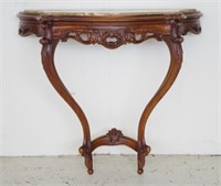 Wall mount carved timber hall table