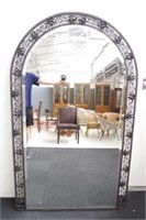 Ornate metal framed cheval mirror