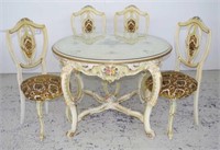 Ornately carved round table & 4 chairs