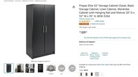 M8510  Prepac 32 Storage Cabinet Closet Black