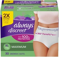 $59  XL Women's Incontinence Underwear  32 ct 2 pa