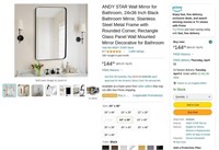 G775 Bathroom Wall Mirror 24 x 36 Black