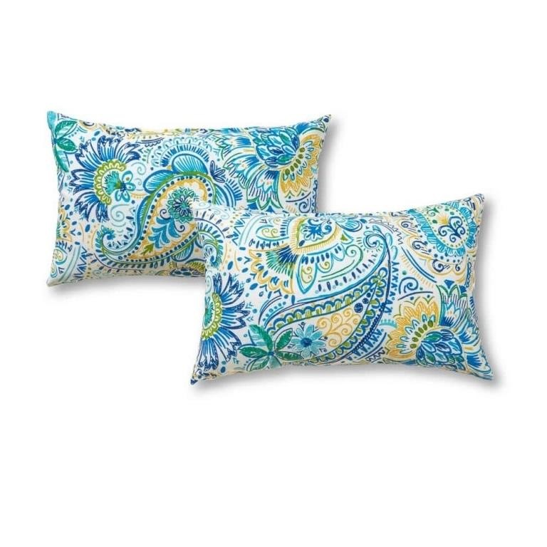 W2153   Paisley Lumbar Outdoor Throw Pillow 2-Pac