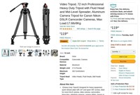 B1681  Professional 72 Video Tripod Aluminum Fl