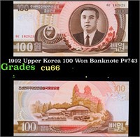 1992 Upper Korea 100 Won Banknote P#?43 Grades Gem