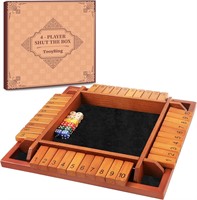 $24  1-4 Player Shut The Box Game  12 Dice  Wood