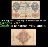 1914 Imperial Germany 20 mark Note P# 46B Grades v