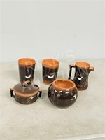 5 pcs Athabasca Pottery (creamer is chipped)