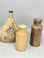 3- Stoneware bottles  7-8"