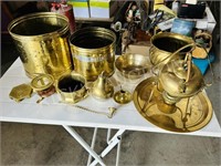 vintage brass planters & misc