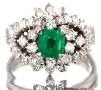 Platinum 2.30 ct Natural Emerald & Diamond Ring
