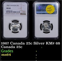 NGC 1967 Canada 25c Silver KM# 68 Graded ms64 By N