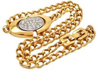 Givenchy Gold Tone Rhinestone Oval Necklace