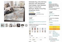 R522  Abstract Washable Area Rug 8x10 Gray/Rust