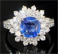 Platinum 3.75 ct Brilliant Sapphire & Diamond Ring