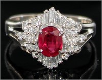 Platinum 1.33 ct GIA Ruby & Diamond Ring