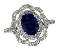 14k Gold 2.32 ct Oval Sapphire & Diamond Ring