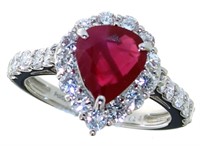 GIA Platinum 3.24 Burma Ruby & VS Diamond Ring