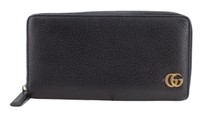 Gucci Black Leather Long Zipper Wallet