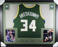 Autographed Giannis Antetokounmpo Framed Jersey