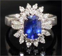 Platinum 2.41 ct Natural Sapphire & Diamond Ring