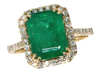 14kt Gold 3.43 ct GIA Emerald & Diamond Ring