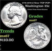 1776-1976-d Washington Quarter Near TOP POP! 25c G