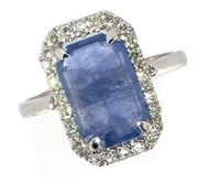 18k Gold GIA 5.52 ct Sapphire & Diamond Ring