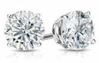 14kt Gold Round 2.00 ct Lab Diamond Stud Earrings