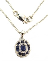 14kt Gold 1.35ct Sapphire & Diamond Necklace