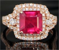 14kt Rose Gold 4.43 ct Ruby & Diamond Ring