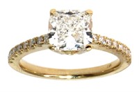 14k Gold 2.24 ct Cushion Lab Diamond Ring