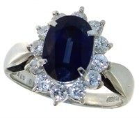 Platinum 2.70 ct Oval Sapphire & Diamond Ring