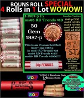 THIS AUCTION ONLY! BU Shotgun Lincoln 1c roll, 198