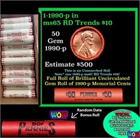 THIS AUCTION ONLY! BU Shotgun Lincoln 1c roll, 199