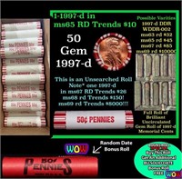 THIS AUCTION ONLY! BU Shotgun Lincoln 1c roll, 199